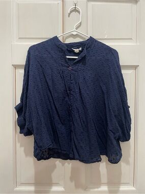 Navy short sleeve blouse